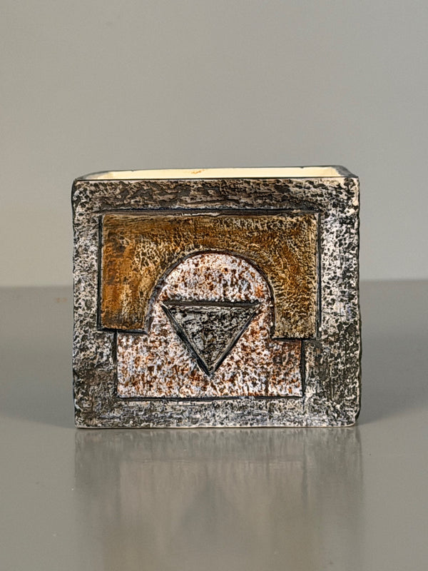 Troika Cornwall Cube Vase 1970s Beige Black Ceramic - Image 8
