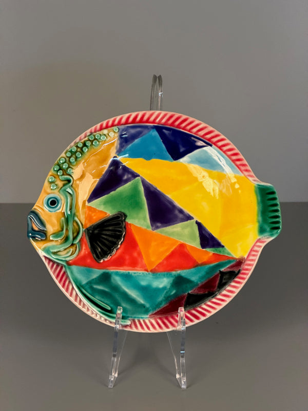 Hillary Decorative Plate Fish Plate 1950s Yellow Blue Ceramic