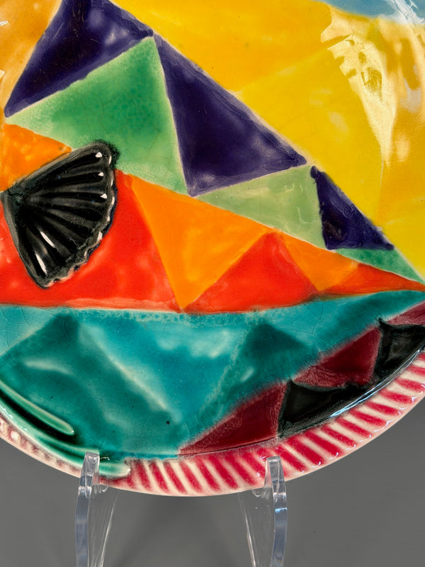 Hillary Decorative Plate Fish Plate 1950s Yellow Blue Ceramic - Image 5