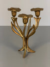 Vintage 3-Branch Candlestick Holder Brass 1960s Mid Century - Image 3