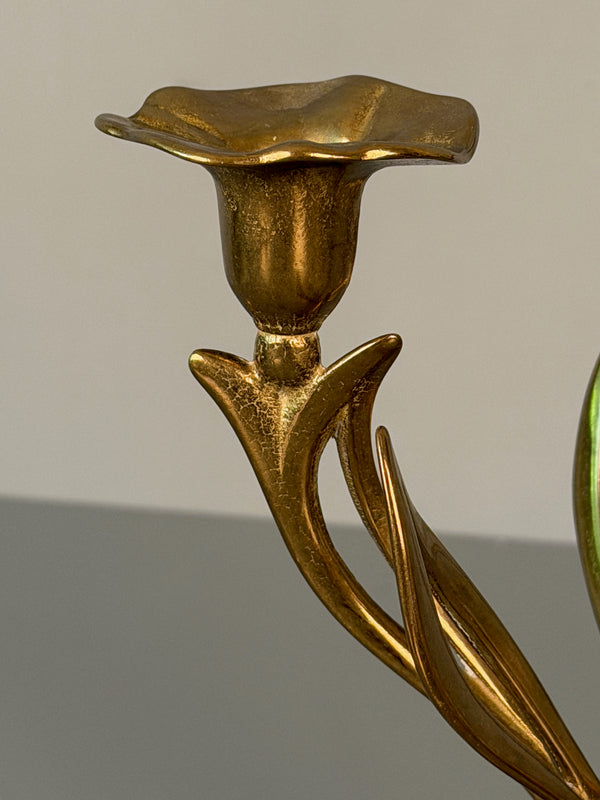 Vintage 3-Branch Candlestick Holder Brass 1960s Mid Century - Image 7