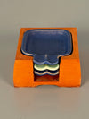 Vintage Ashtray Set 3-Piece Ceramic and Wood 1960s Mid Century - Image 3
