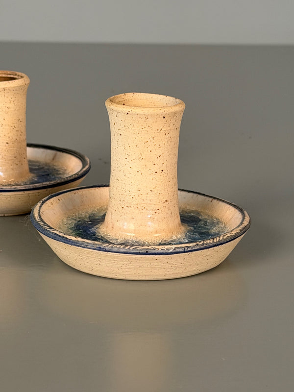 Vintage Set of 2 Candlestick Holders 1960s Ceramic - Image 3
