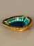 Vintage Ashtray Ceramic 1960s Teal Brown Craquelé Glaze