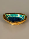 Vintage Ashtray Ceramic 1960s Teal Brown Craquelé Glaze - Image 2