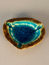 Vintage Ashtray Ceramic 1960s Teal Brown Craquelé Glaze - Image 3