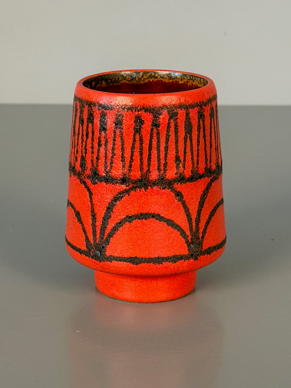 Vintage Ceramic Vase WGP Fat Lava Mid Century 1960s Red Black - Image 3