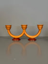 Vintage Candlestick Art Deco Wood 3-Arm Candle Holder 1930s Honey Mahogany