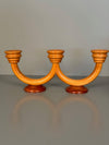 Vintage Candlestick Art Deco Wood 3-Arm Candle Holder 1930s Honey Mahogany - Image 2