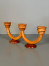 Vintage Candlestick Art Deco Wood 3-Arm Candle Holder 1930s Honey Mahogany - Image 6
