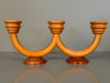 Vintage Candlestick Art Deco Wood 3-Arm Candle Holder 1930s Honey Mahogany - Image 7