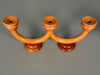 Vintage Candlestick Art Deco Wood 3-Arm Candle Holder 1930s Honey Mahogany - Image 9