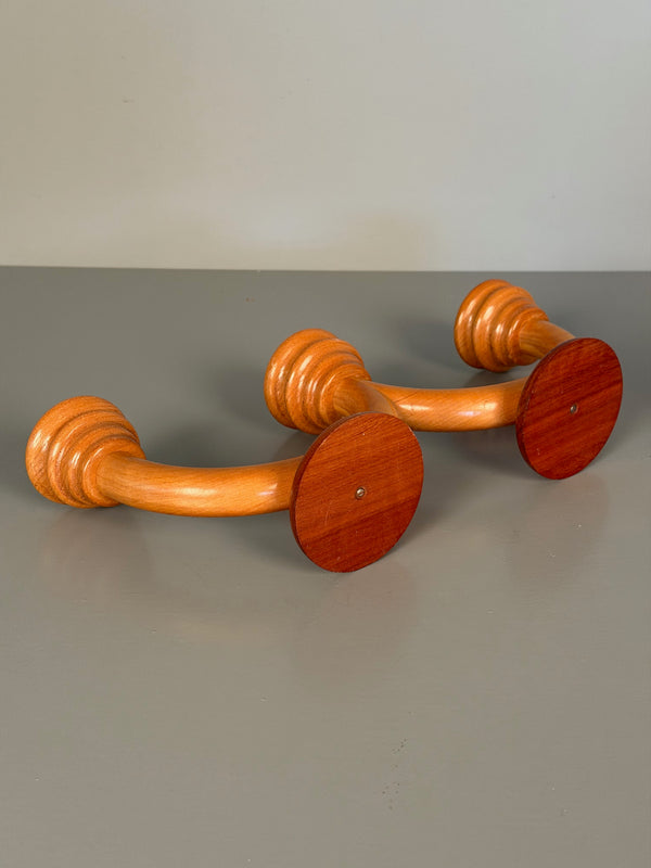 Vintage Candlestick Art Deco Wood 3-Arm Candle Holder 1930s Honey Mahogany - Image 10