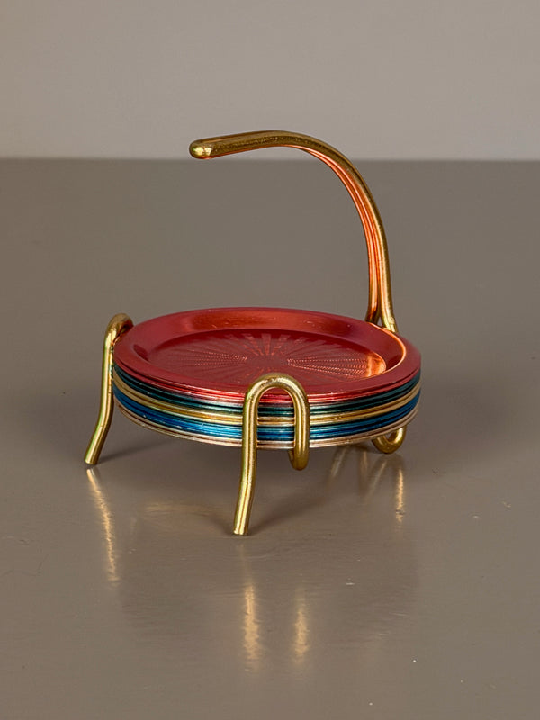Vintage Coaster Set 1950s Mid Century Aluminum - Image 5