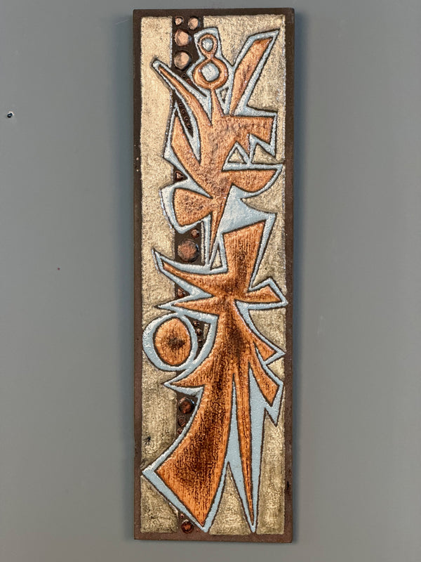 Jean Jaffeaux Vintage Wall Ceramic Art 1960s Copper Ceramic - Image 2