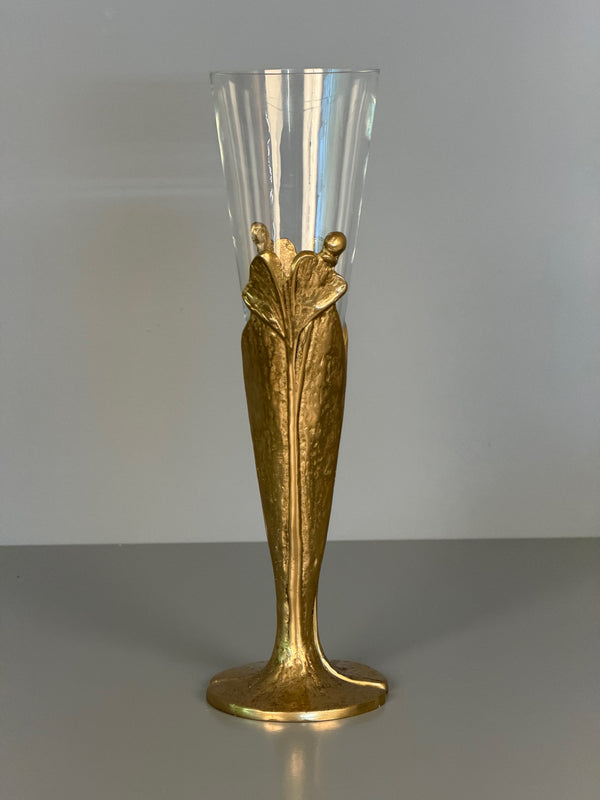 Vintage Soliflore Art Nouveau Vase Bronze and Glass 1920s 1930s