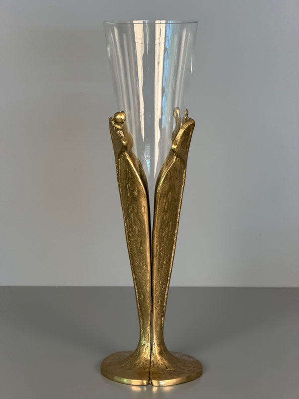 Vintage Soliflore Art Nouveau Vase Bronze and Glass 1920s 1930s - Image 4