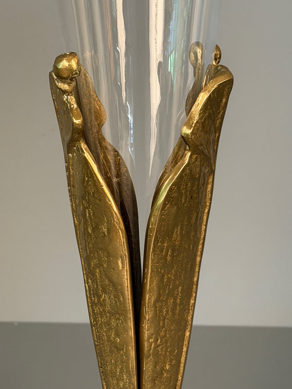 Vintage Soliflore Art Nouveau Vase Bronze and Glass 1920s 1930s - Image 5