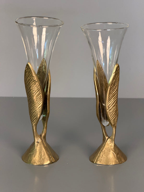 Vintage Solifleur Art Nouveau Vase Bronze and Glass 1920s 1930s - Image 2