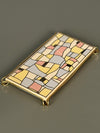 Bonna Made in Germany Tray 1970s Peach Yellow Ceramic Brass
