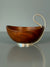 Grasoli Italy Bowl 1960s Brown Silver Wood Metal