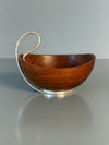 Grasoli Italy Bowl 1960s Brown Silver Wood Metal - Image 4