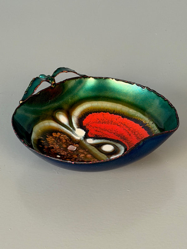 rame d'arte laurana Bowl 1960s Teal Red Enamel