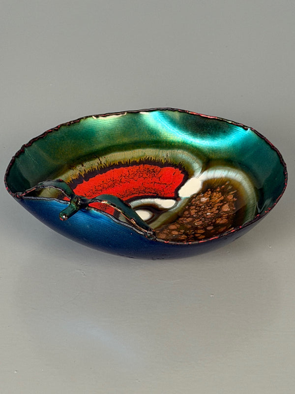 rame d'arte laurana Bowl 1960s Teal Red Enamel - Image 3