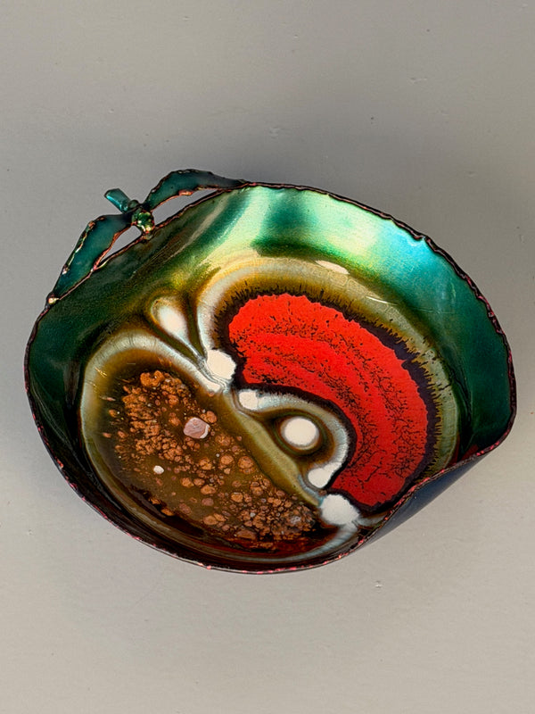 rame d'arte laurana Bowl 1960s Teal Red Enamel - Image 4