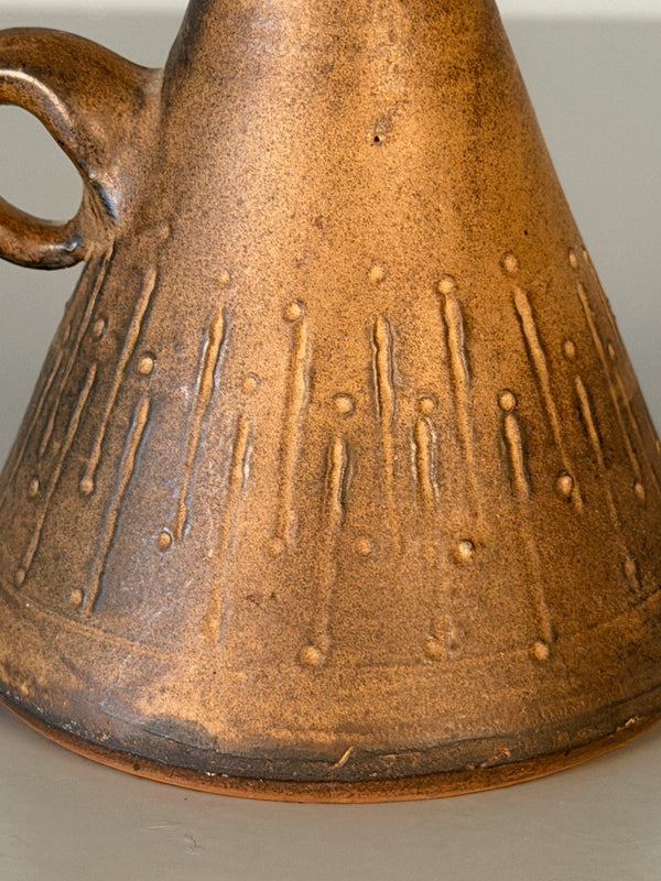 Werkstatt Margarethenhöhe Johannes Leßmann Candle Holder 1960s Brown Terracotta Ceramic - Image 6