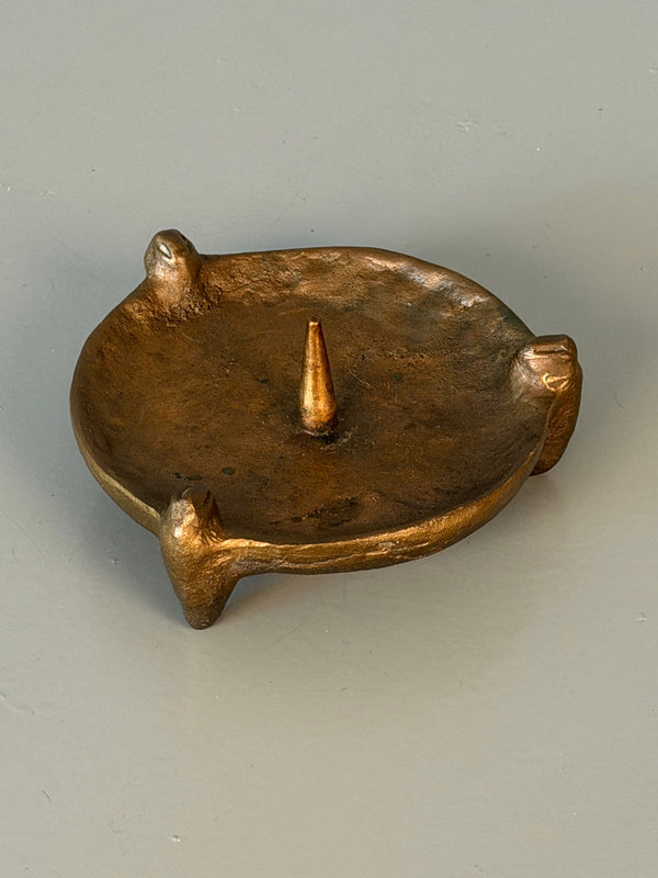 Vintage Bronze Candle Holder Candlestick 1960s Brutalist Mid Century - Image 2