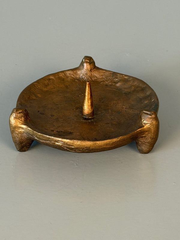 Vintage Bronze Candle Holder Candlestick 1960s Brutalist Mid Century - Image 4