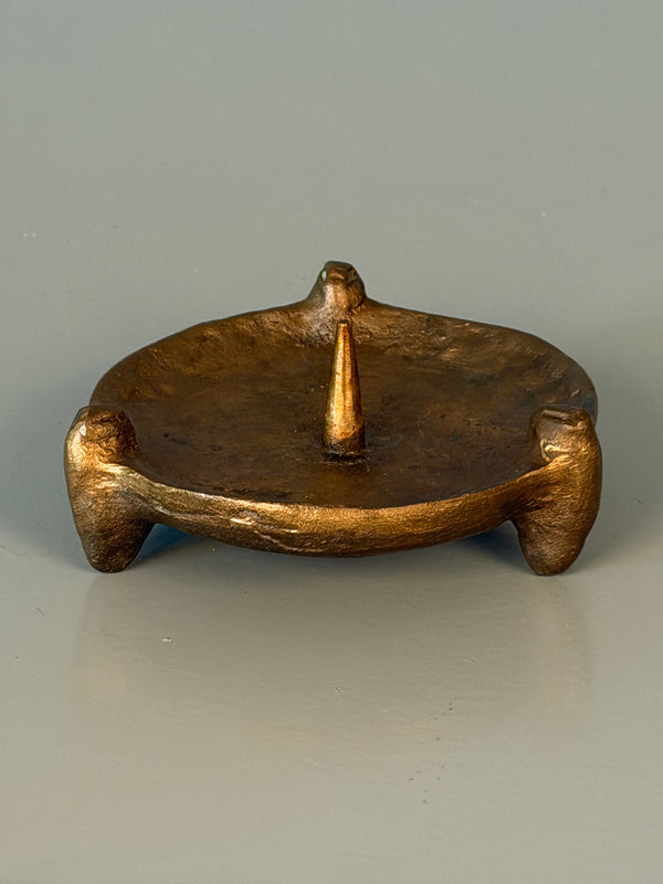 Vintage Bronze Candle Holder Candlestick 1960s Brutalist Mid Century - Image 8