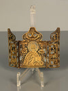 Vintage Travel Icon Altar Brass Triptych Antique Russia Enamel Metal Icon Bronze - Image 2