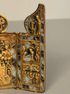 Vintage Travel Icon Altar Brass Triptych Antique Russia Enamel Metal Icon Bronze - Image 7