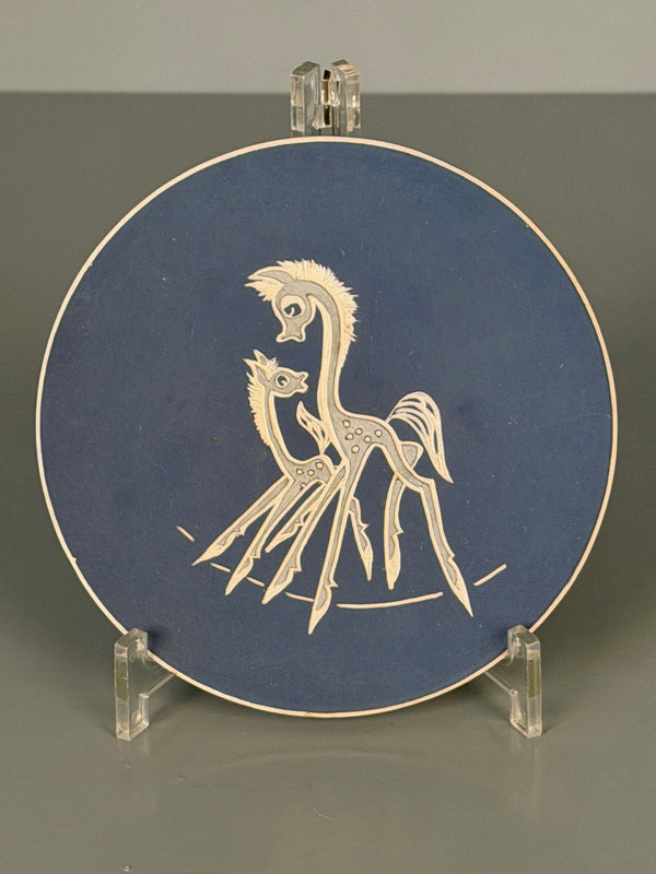 L'Ancora Azura Arno Kiechle Decorative Plate 1950s Navy Blue Cream Ceramic - Image 2