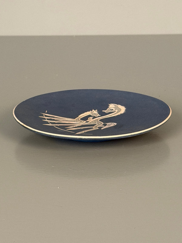 L'Ancora Azura Arno Kiechle Decorative Plate 1950s Navy Blue Cream Ceramic - Image 8