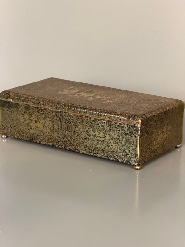 Vintage Brass Box Cigar Case Jewelry Box 1930s - Image 6