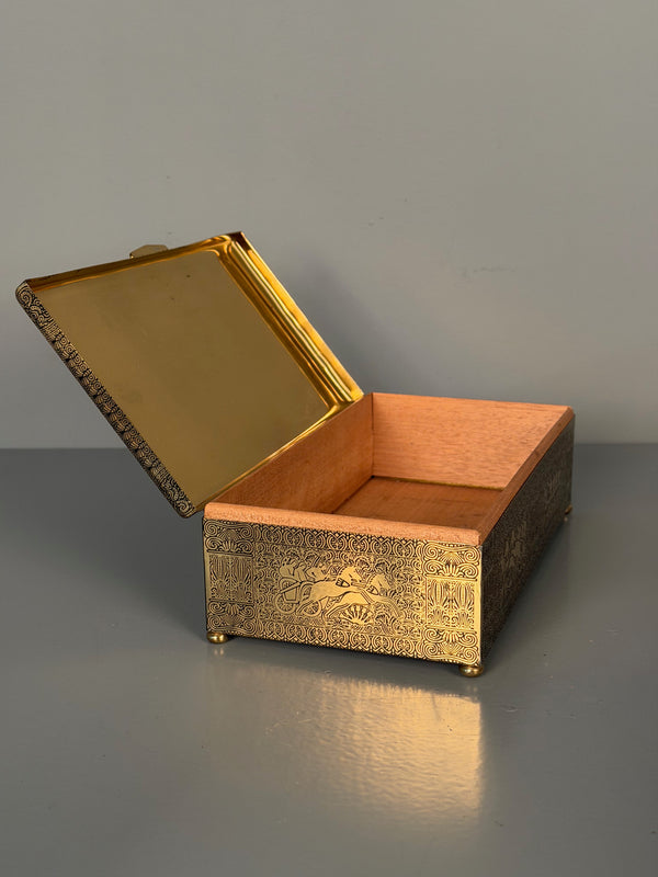 Vintage Brass Box Cigar Case Jewelry Box 1930s - Image 9