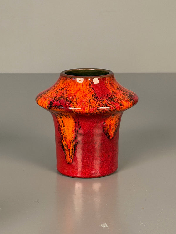 Ceramano Vase Orion 1960s Red Orange Ceramic - Image 2