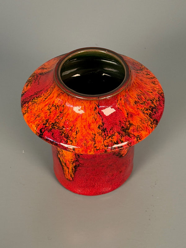 Ceramano Vase Orion 1960s Red Orange Ceramic - Image 4