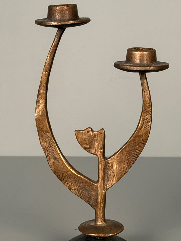 Vintage Candle Holder Bronze and Ceramic 1960s Brutalist - Image 2