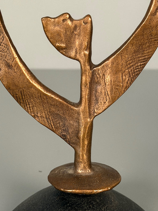 Vintage Candle Holder Bronze and Ceramic 1960s Brutalist - Image 3