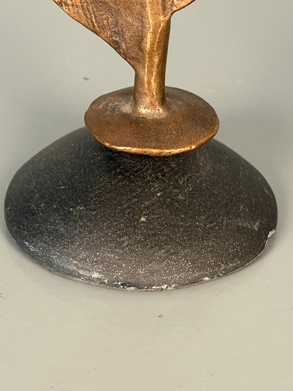 Vintage Candle Holder Bronze and Ceramic 1960s Brutalist - Image 5