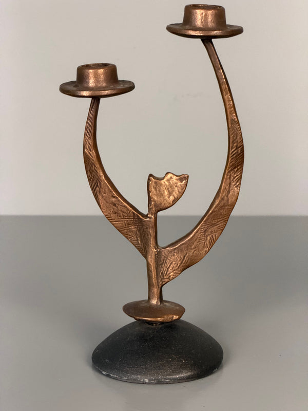 Vintage Candle Holder Bronze and Ceramic 1960s Brutalist - Image 7