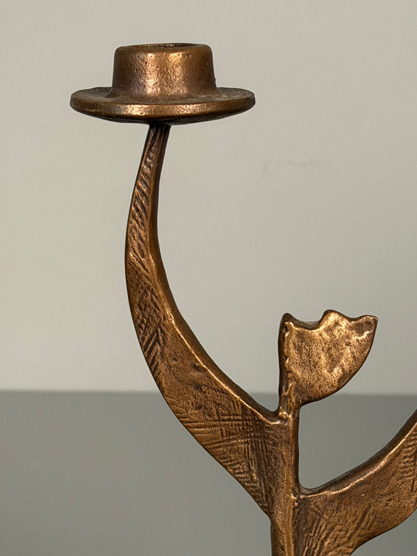Vintage Candle Holder Bronze and Ceramic 1960s Brutalist - Image 8