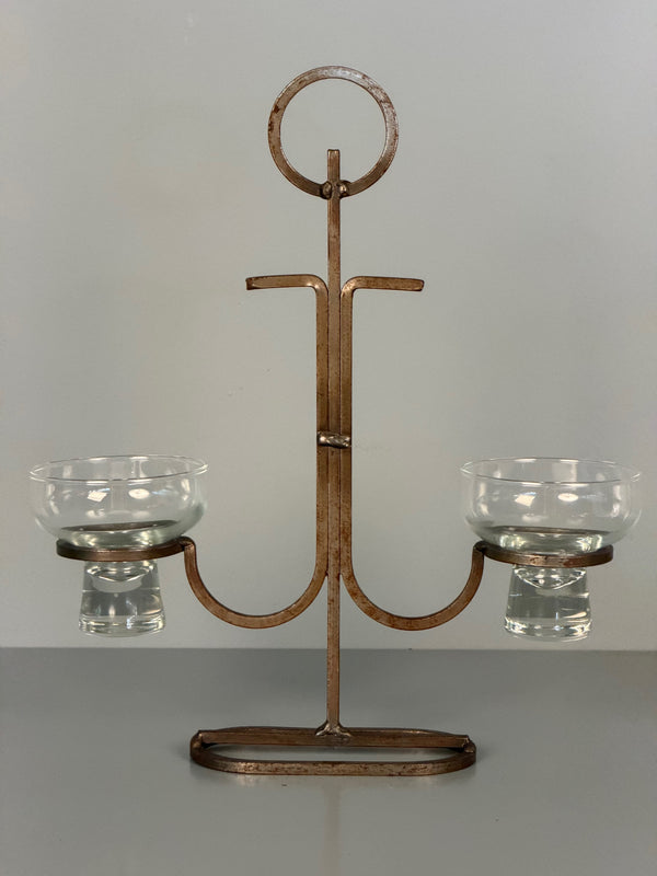 Vintage Candle Holder Pair Scandinavian Iron 1960s