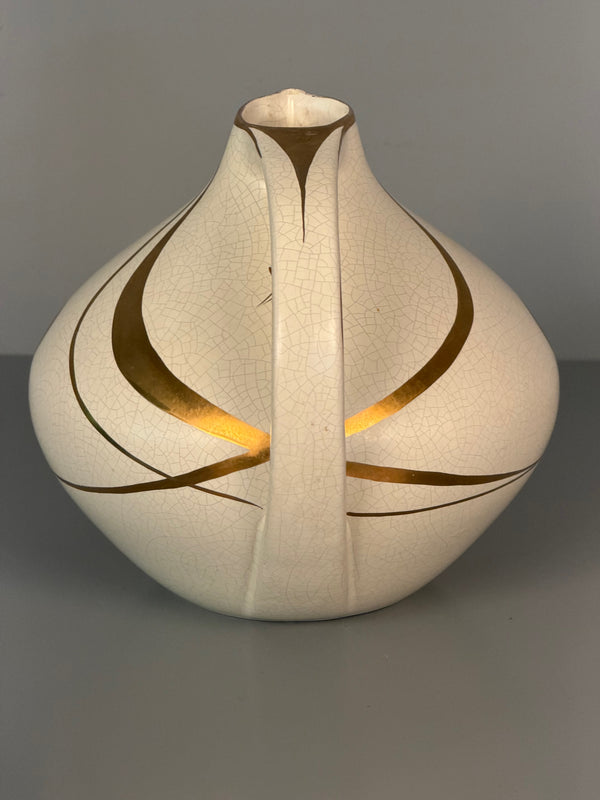 Vintage Ruscha Handle Vase Jug Ceramic Model 315 1960s Cream Gold - Image 3