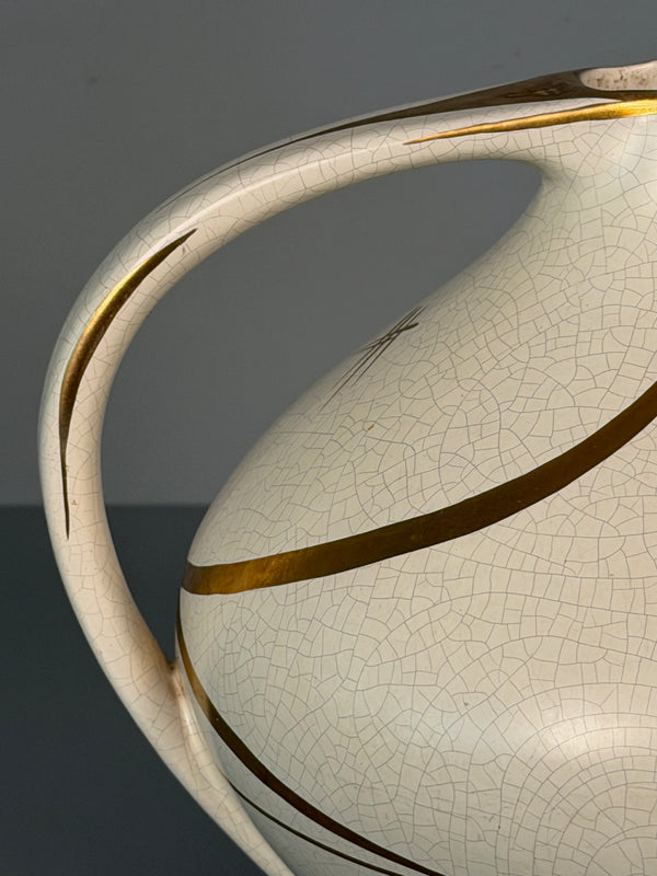 Vintage Ruscha Handle Vase Jug Ceramic Model 315 1960s Cream Gold - Image 8