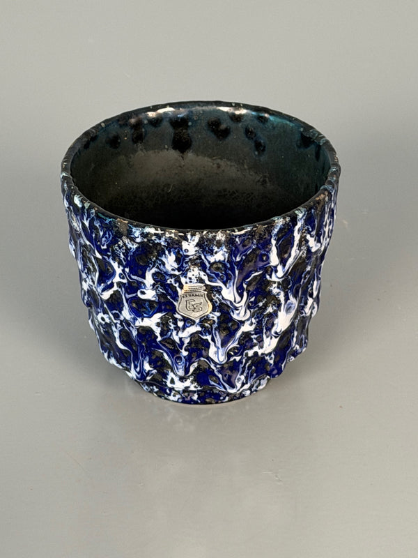ES Keramik Vintage Planter Fat Lava 60s Blue White Ceramic - Image 3